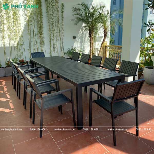 Bộ bàn ghế nan nhựa Composite nhà hàng quán cafe BCP-15080NDKD