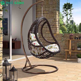 Xích đu treo nhập khẩu mây nhựa 2 lỗ để ban công hoặc trong nhà