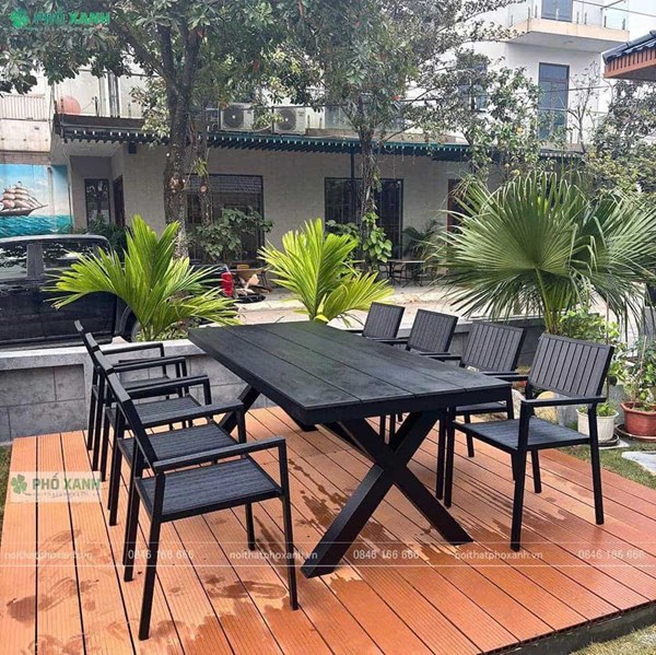 Bộ bàn ghế composite chân chéo  BCP-22090NDKD