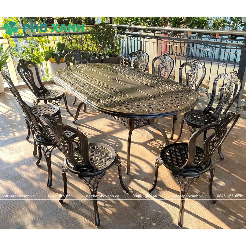 Bàn nhôm đúc hình elip ngoài trời BND-BD21001100NND